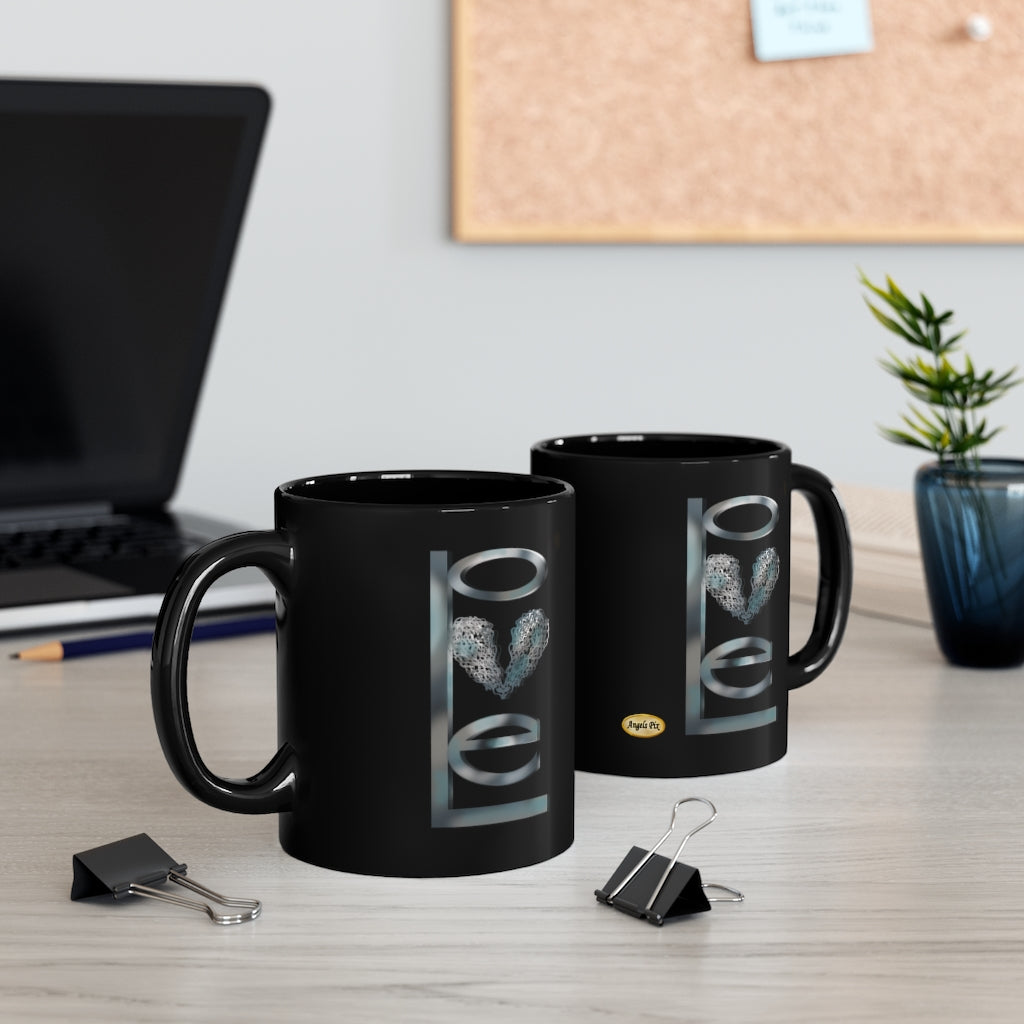 Black Silver Love Mug 11 oz.