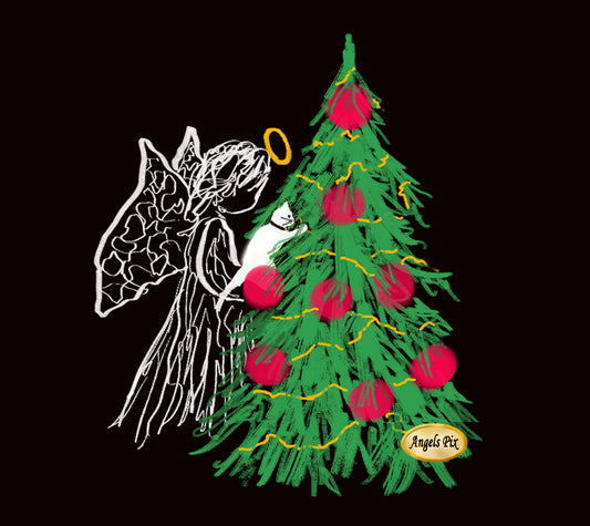 Angel Saves the Christmas Tree from the Cat Folding Tote
