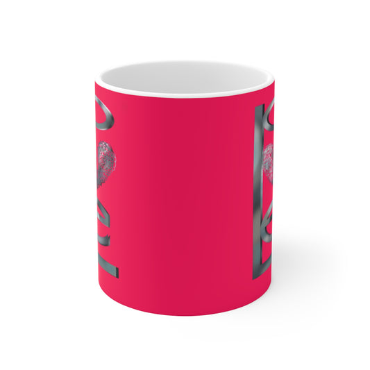 Pink Silver Love Mug 11 oz.
