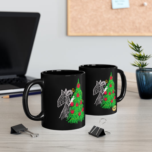 Angel, Cat and Christmas Tree Mug, 11 oz.