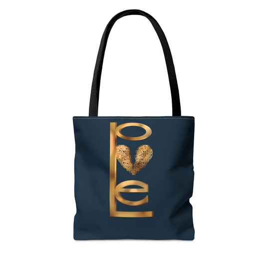 Love Gold on Black Strapped Tote