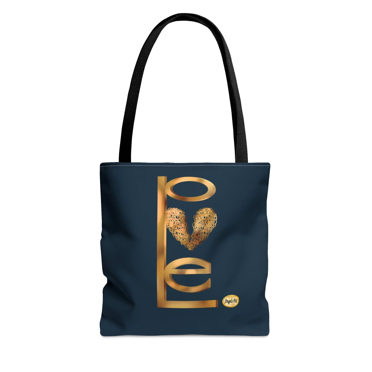 Love Gold on Black Strapped Tote