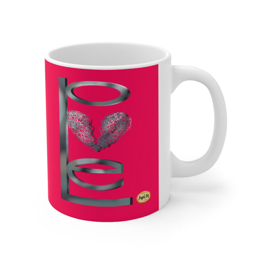 Pink Silver Love Mug 11 oz.