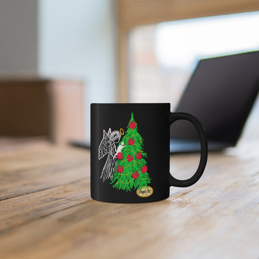Angel, Cat and Christmas Tree Mug, 11 oz.