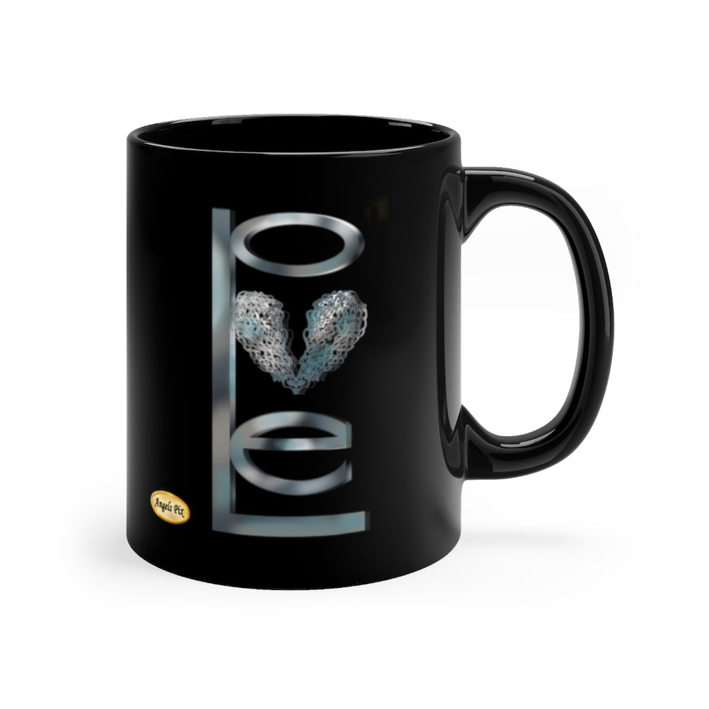 "funny coffee mug" An angel's love spelled out in silver on a mug