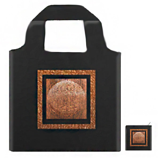 A tote bag of copper and ebony with an Asian Zen flair