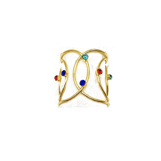 Big Metal and Crystal Scarf Ring