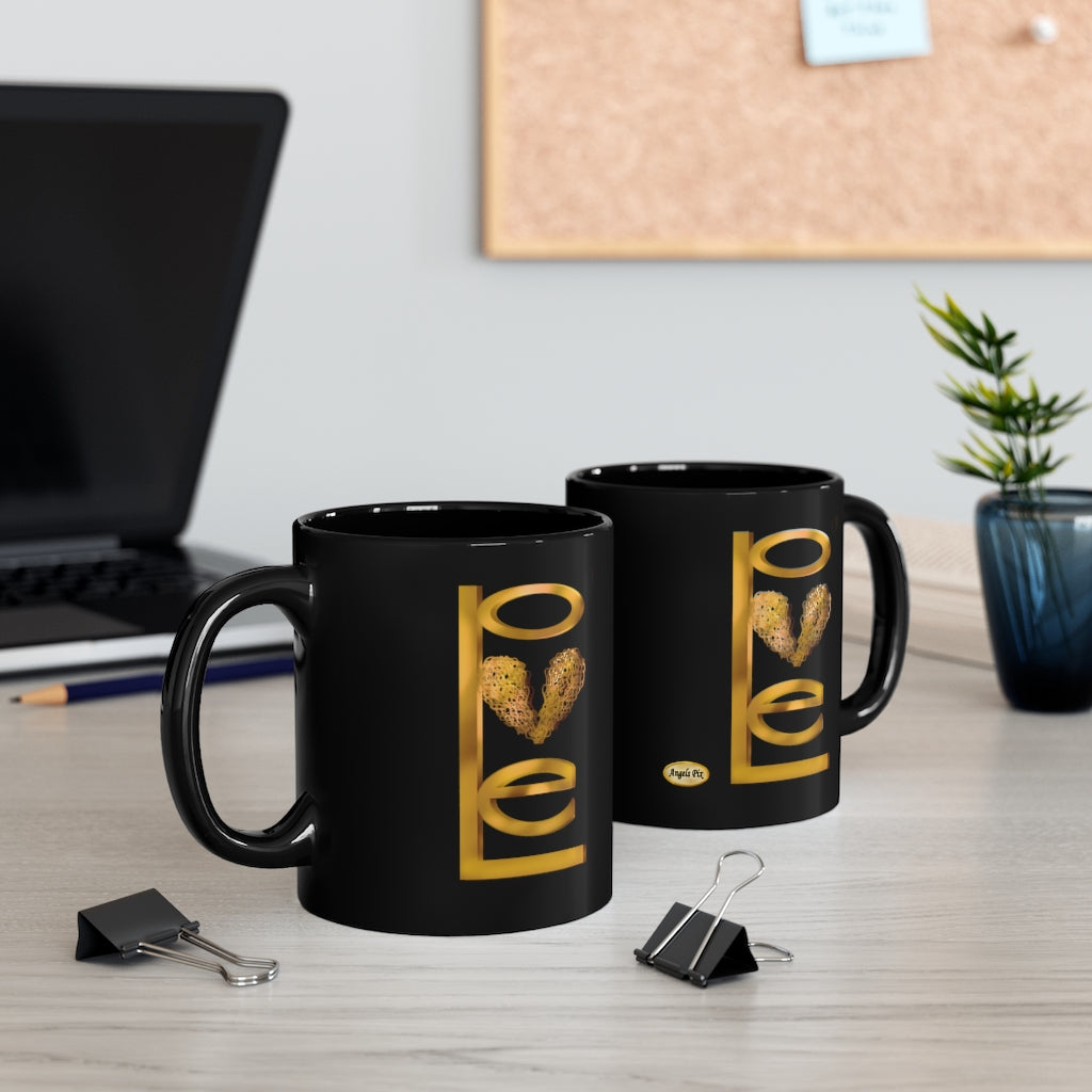 Black Gold Love Mug  11 oz.